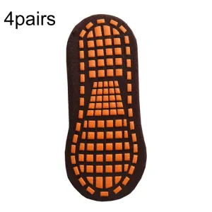 4pairs Trampoline Socks Dotted Rubber Non-slip Floor Socks Yoga Socks, Size: Adult 35-43 Yards(Coffee)