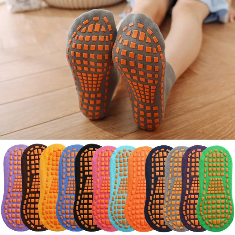 4pairs Trampoline Socks Dotted Rubber Non-slip Floor Socks Yoga Socks, Size: Adult 35-43 Yards(Coffee)