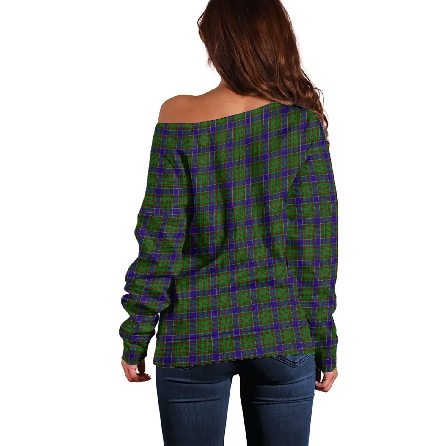 Adam Tartan Off Shoulder Women Sweater