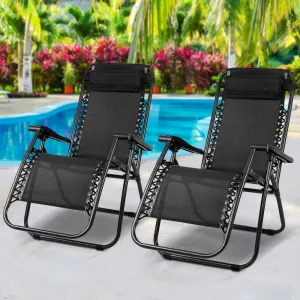 Adjustable Zero Gravity Recliner 2PC Set Folding Outdoor Gardeon