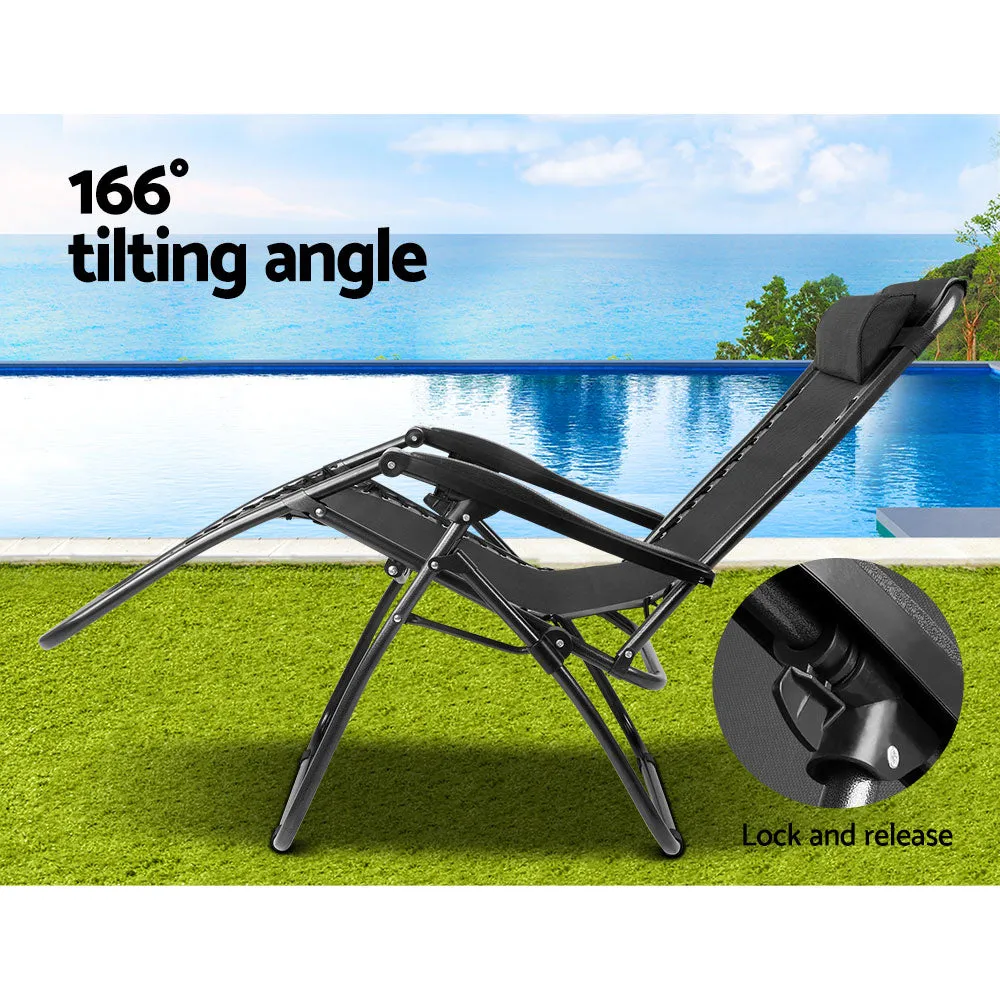 Adjustable Zero Gravity Recliner 2PC Set Folding Outdoor Gardeon