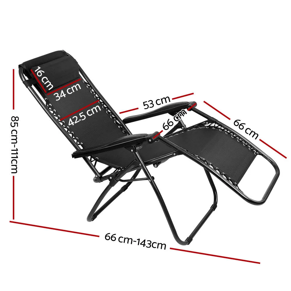 Adjustable Zero Gravity Recliner 2PC Set Folding Outdoor Gardeon