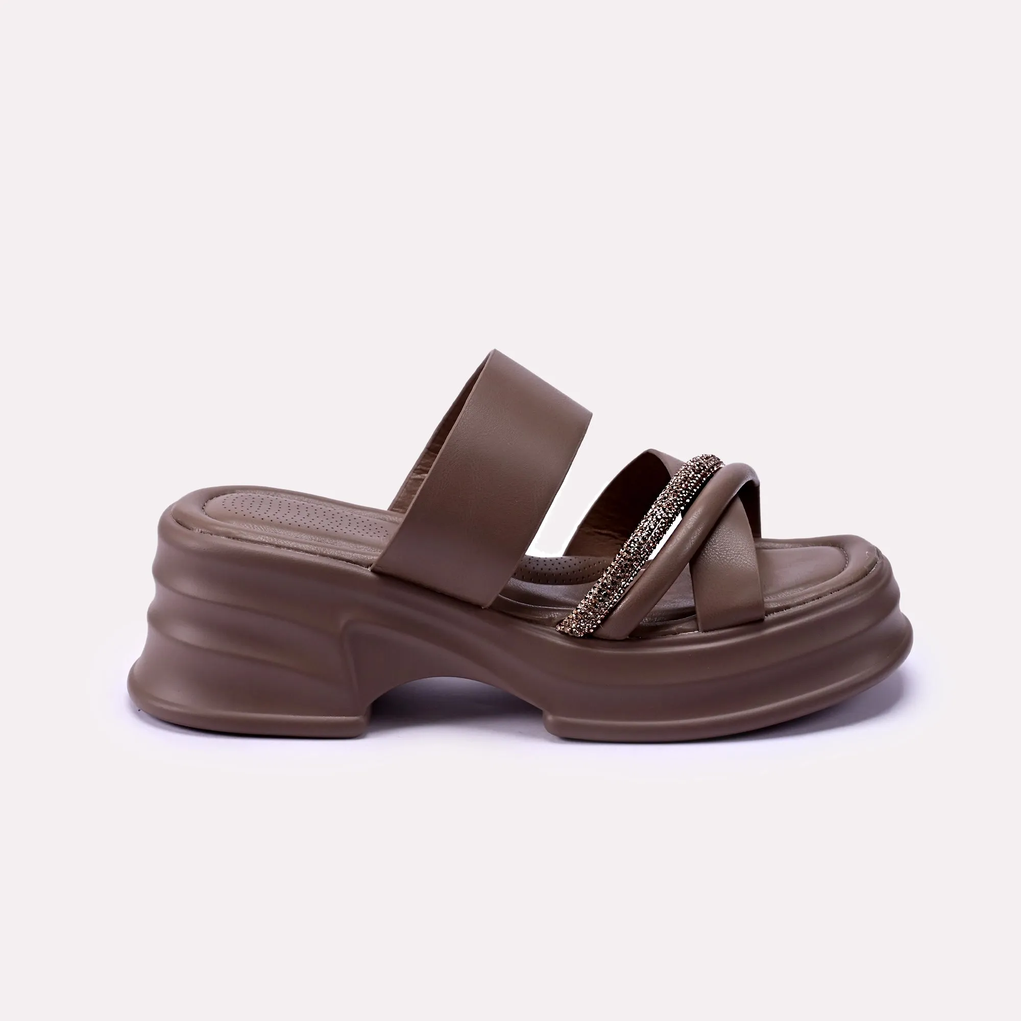 Aria Brown Chunky Casual Slippers 0412269