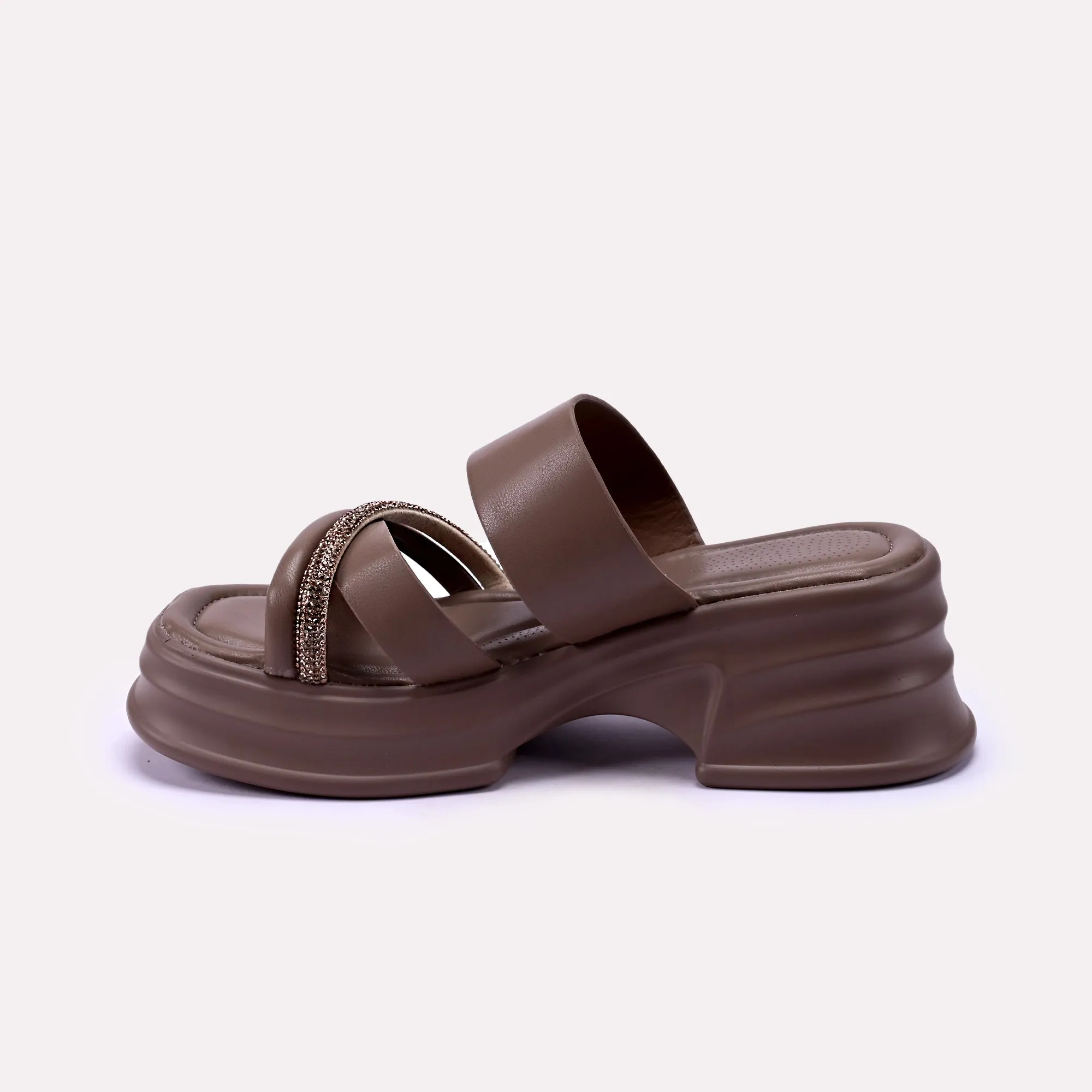 Aria Brown Chunky Casual Slippers 0412269