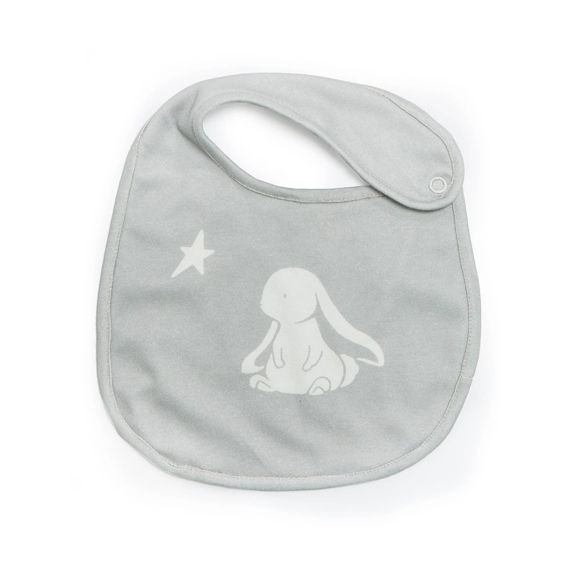 Baby Bib |Bloom's Organic Reversible Bib- Gray | Bunnies by the Bay