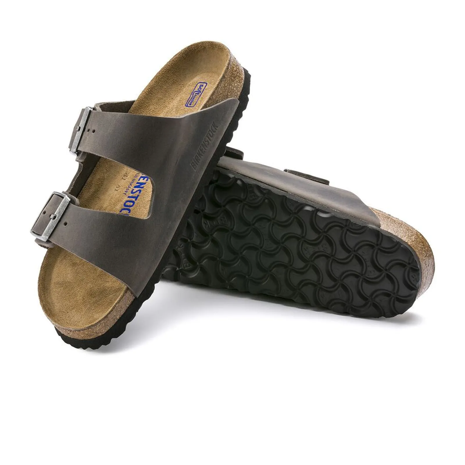 Birkenstock Arizona Soft Footbed Slide Sandal (Unisex) - Iron Oiled Leather