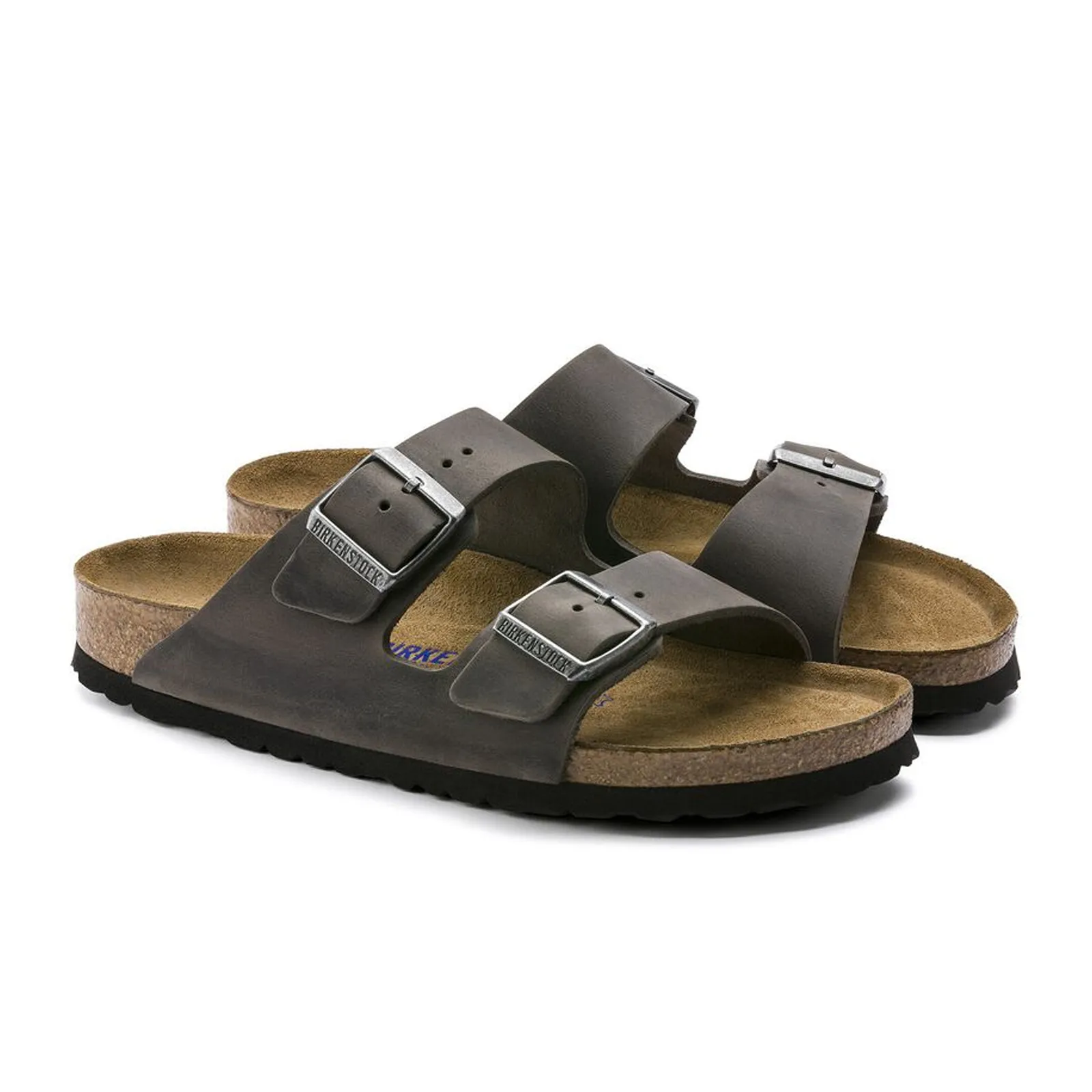 Birkenstock Arizona Soft Footbed Slide Sandal (Unisex) - Iron Oiled Leather