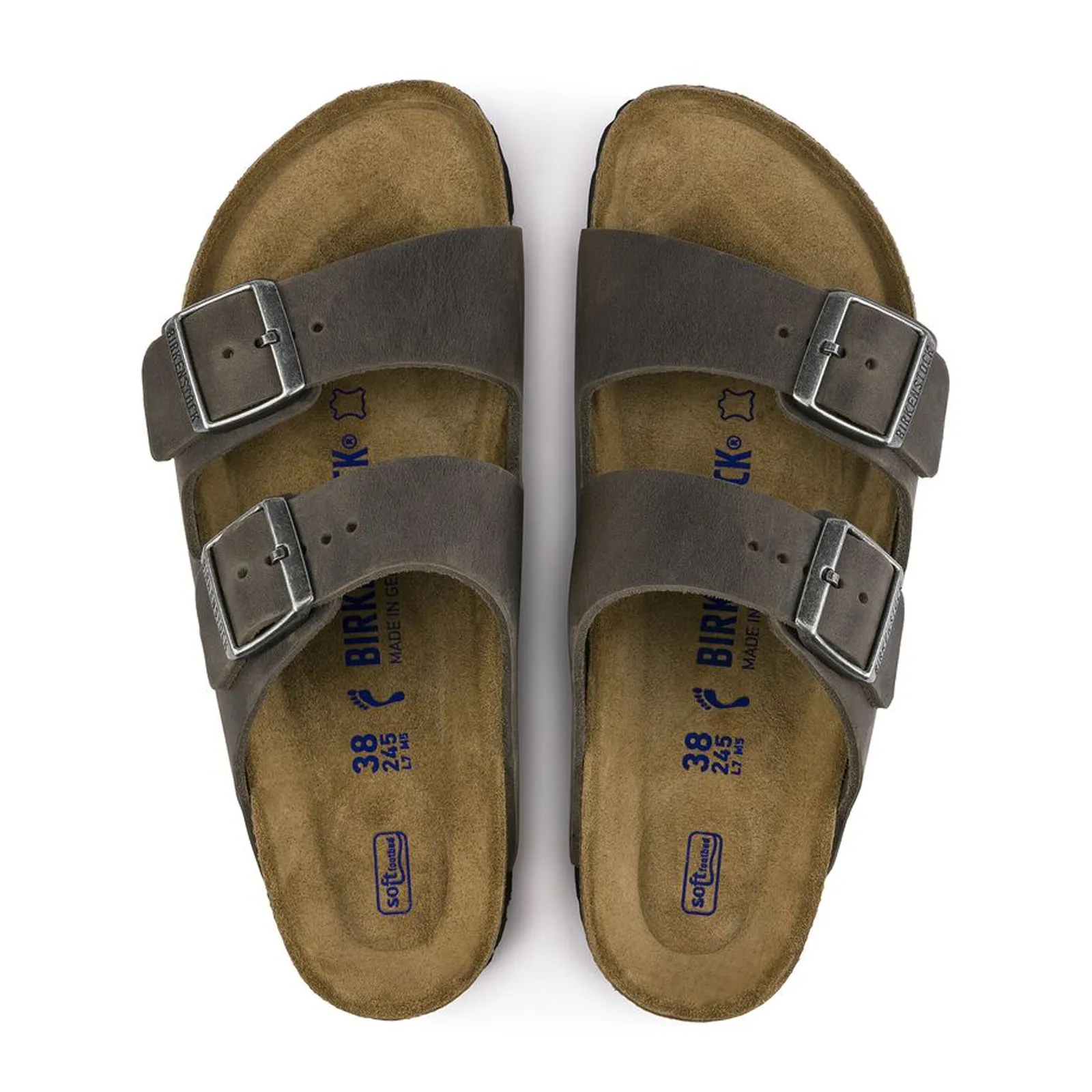 Birkenstock Arizona Soft Footbed Slide Sandal (Unisex) - Iron Oiled Leather