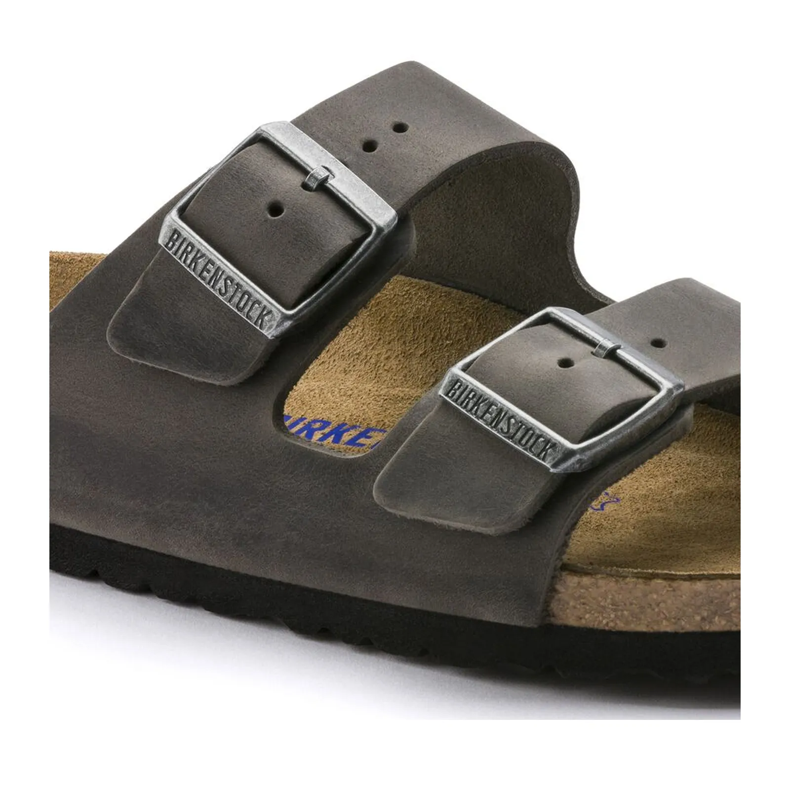 Birkenstock Arizona Soft Footbed Slide Sandal (Unisex) - Iron Oiled Leather