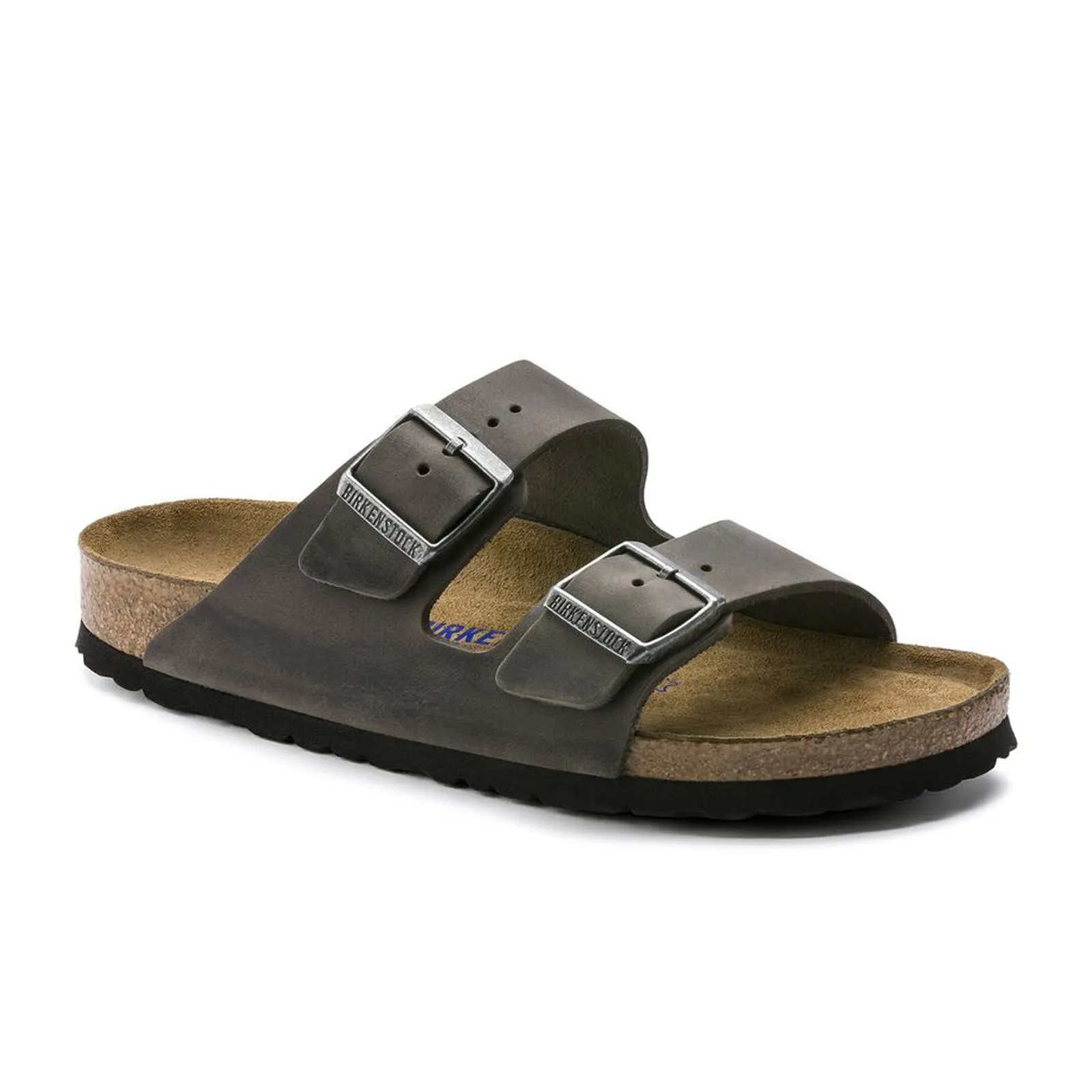 Birkenstock Arizona Soft Footbed Slide Sandal (Unisex) - Iron Oiled Leather