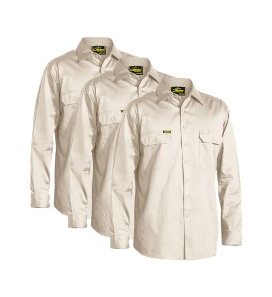 Bisley Cool Lightweight Drill Shirt - Long Sleeve BS6893-1 (Pack of 3)