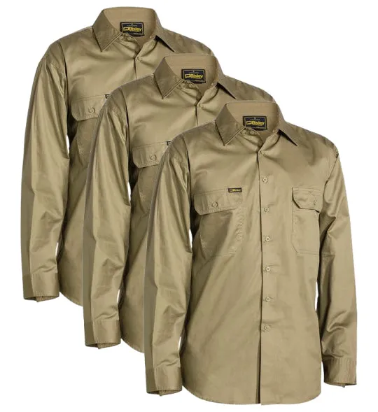 Bisley Cool Lightweight Drill Shirt - Long Sleeve BS6893-1 (Pack of 3)