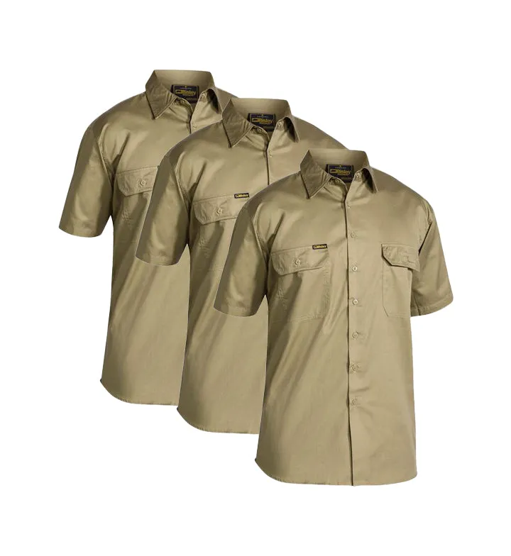 Bisley Cool Lightweight Drill Shirt Short Sleeve BS1893-1 (Pack of 3)