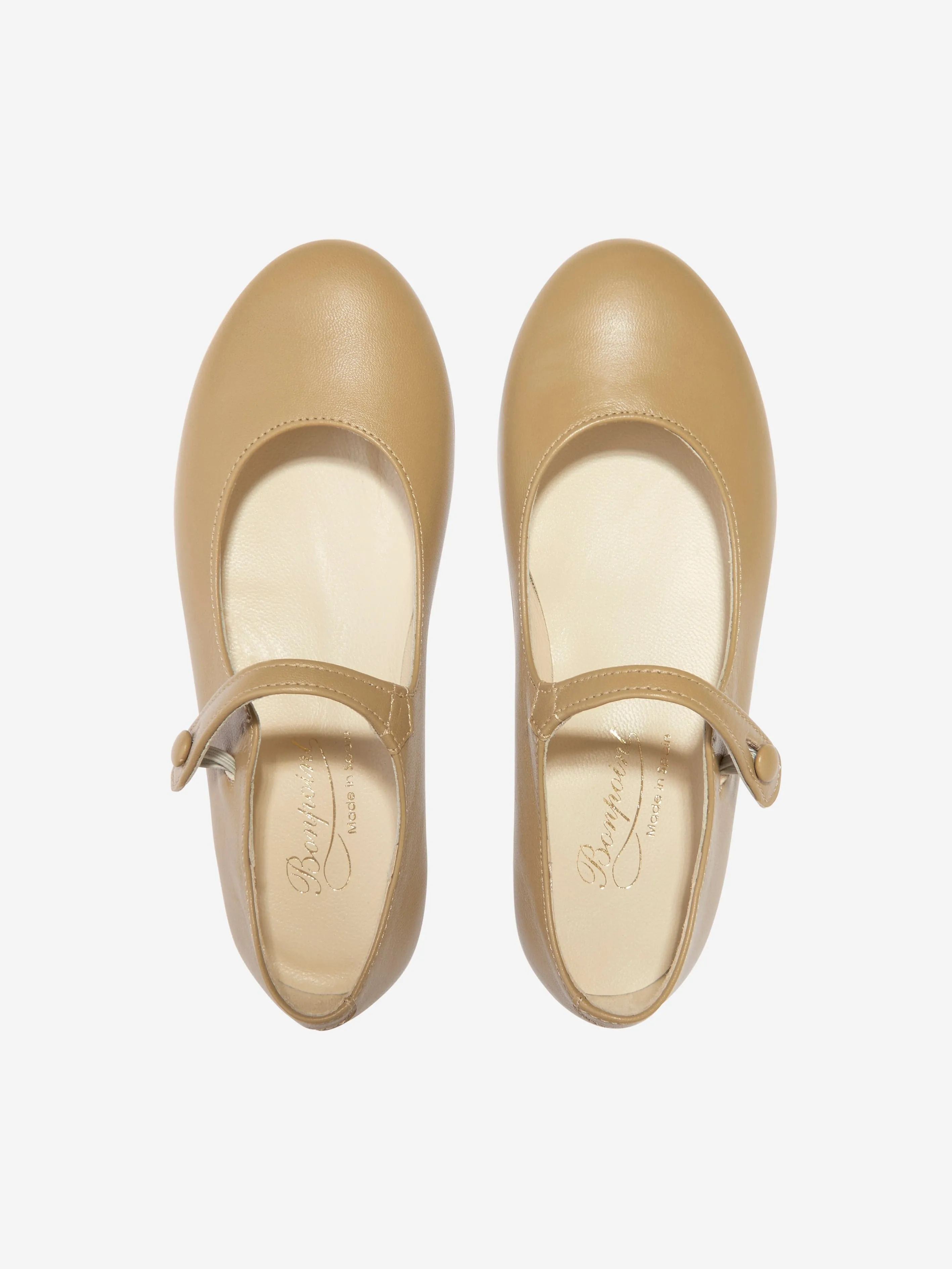 Bonpoint Girls Leather Ella Shoes in Beige