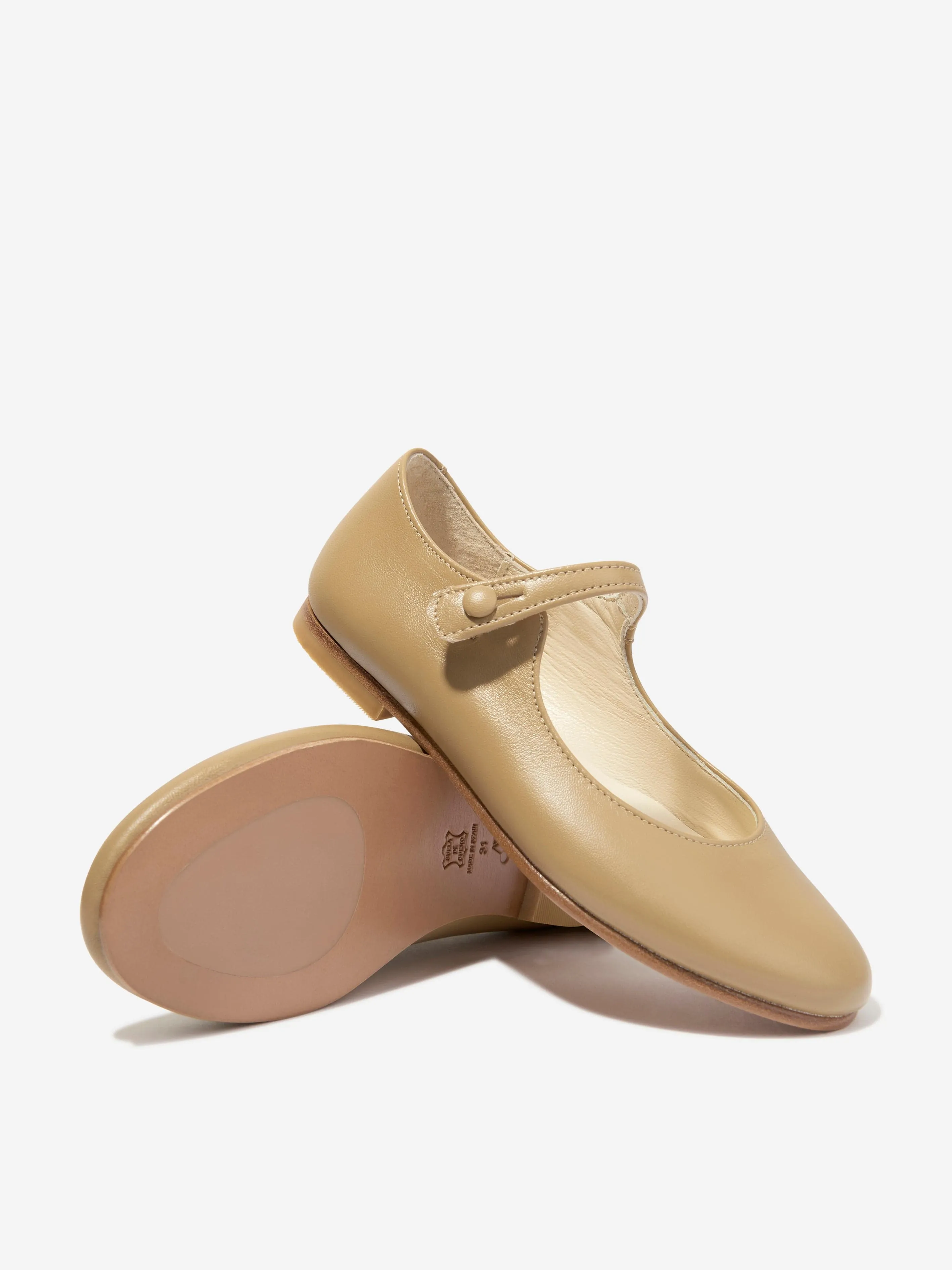 Bonpoint Girls Leather Ella Shoes in Beige