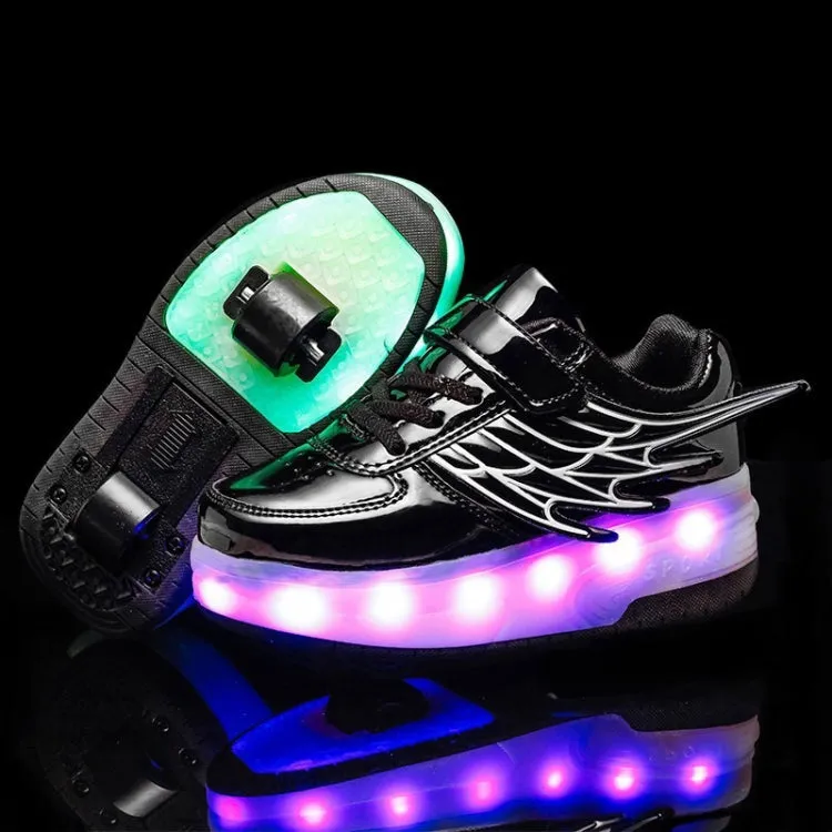 CD03 LED Double Wheel Wing Roller Skating Shoes, Size : 40(Black)