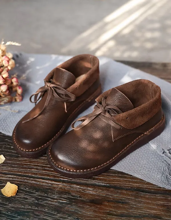 [Clearance]Soft Leather Comfortable Handmade Retro Flat Walking Shoes (Size 39)