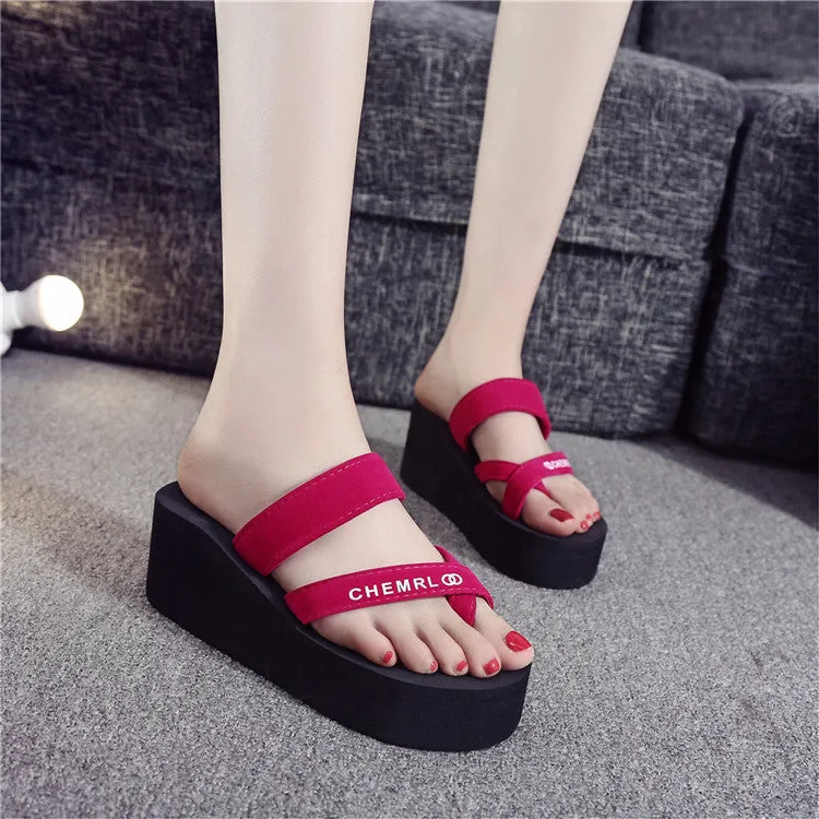 DUNNMALL  2021 New Summer Platform Flip-Flops Women's High-Heeled Outdoor Casual Cool Toe Covering Women's Sandals Wholesale