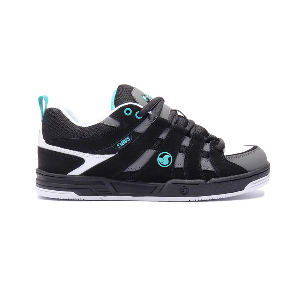 DVS F0000335001 PRIMO MN'S (Medium) Black/Charcoal/Turquoise Leather, Suede & Nubuck Skate Shoes