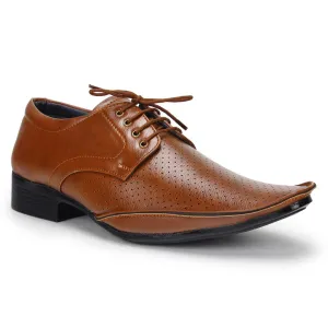 Elegant Tan Solid Synthetic Leather Formal Shoes