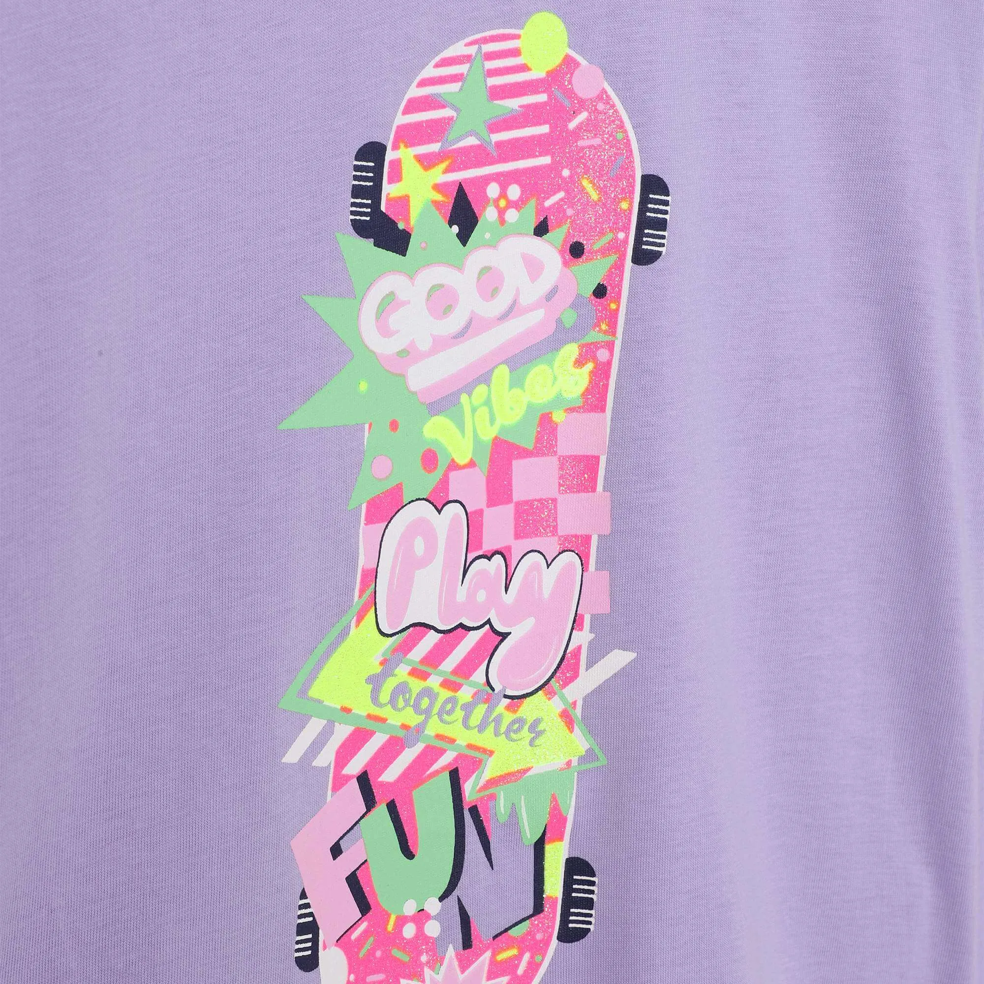 Girls Lilac Skate Board T-Shirt