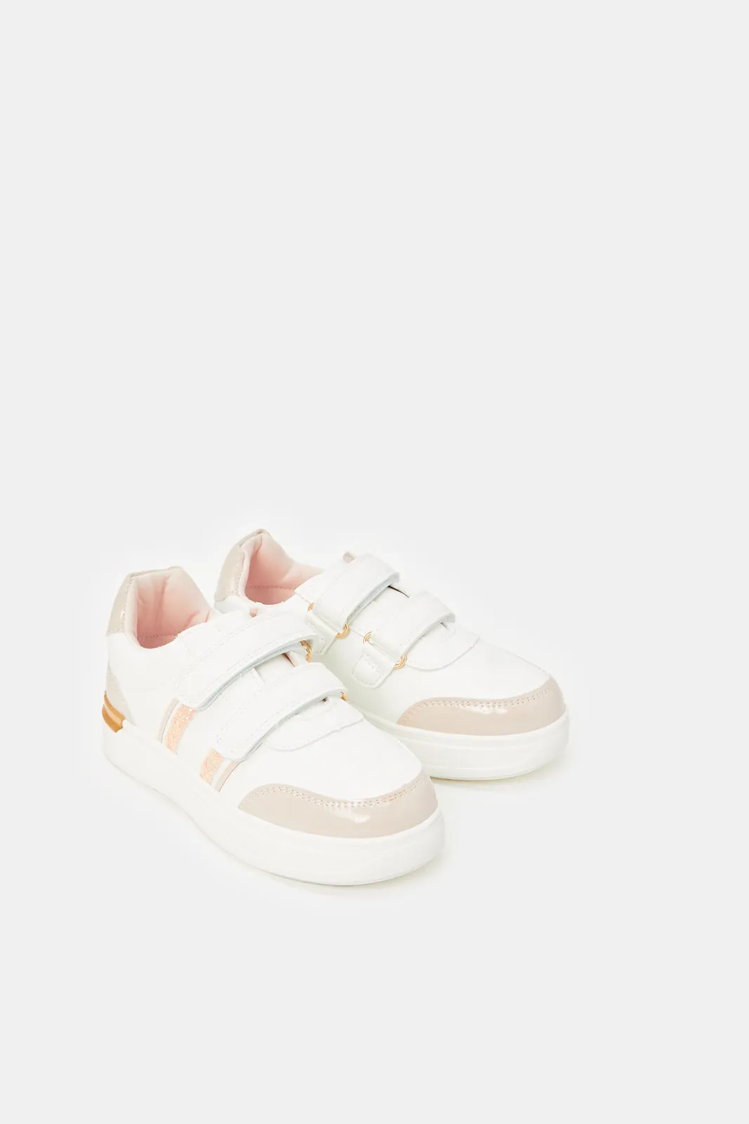 Girls White Velcro Sneakers