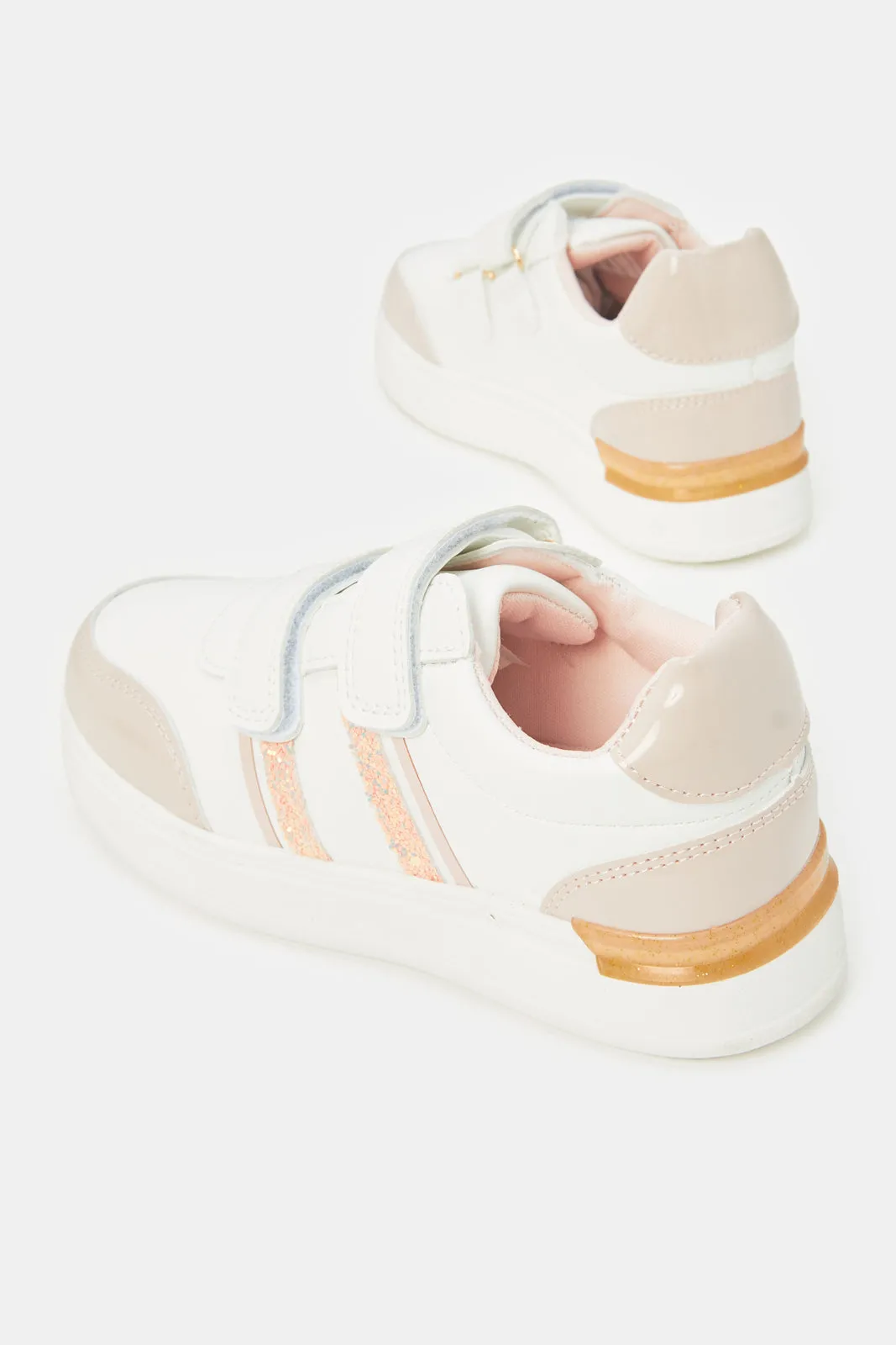 Girls White Velcro Sneakers