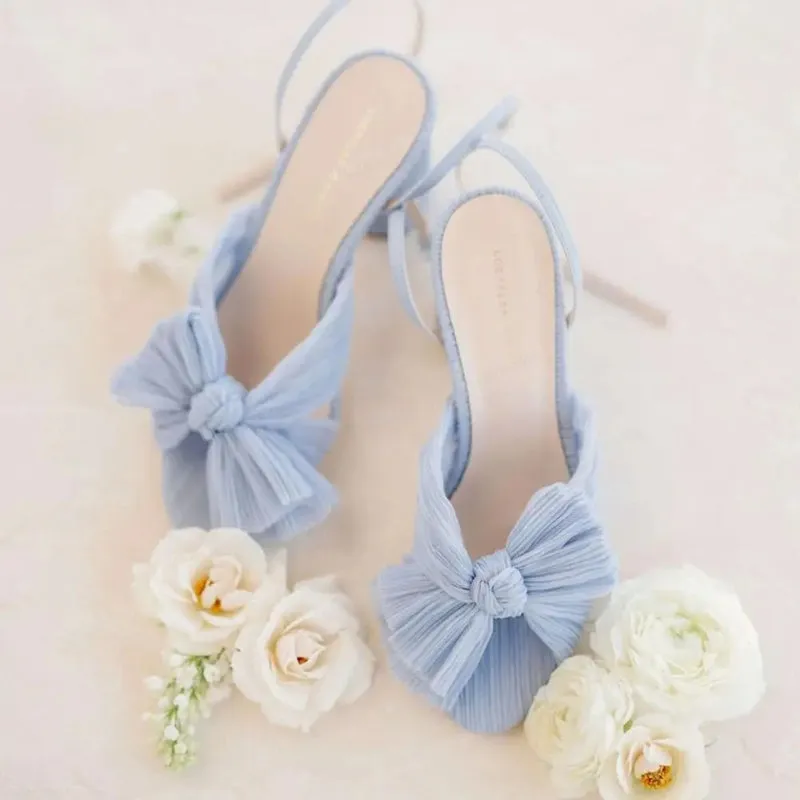 Glamorous Bow Decor Chunky Heeled Ankle Strap Sandals