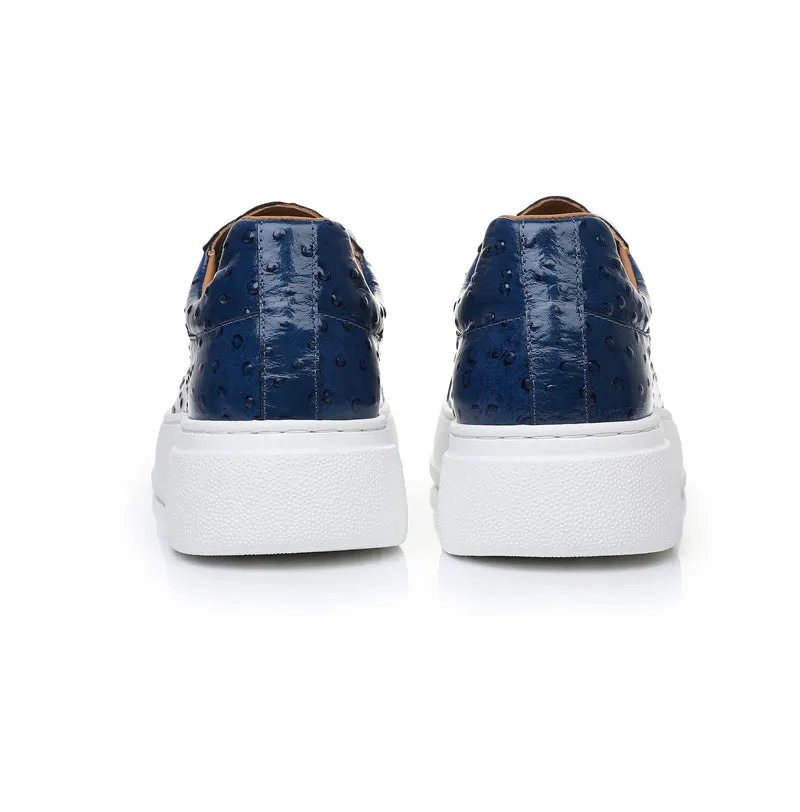 LuxeLeather Ostrich Textured Lace-up Platform Sneakers