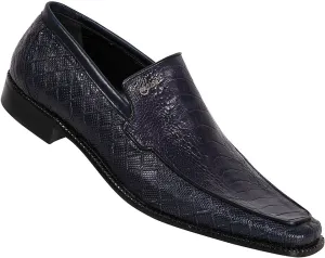 Mauri - "2430" Wonder Blue Karung Plisse Ostrich/Calf Loafer