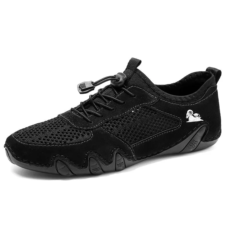 Men's Casual Sports Sewn Leather Mesh Shoes