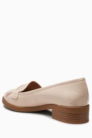 Next Womens Nude Patent Fringe Loafers