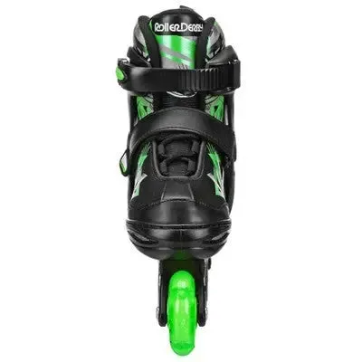 Open Box - Roller Derby Stryde Lighted Boy Adjustable Inline Skate Black/Green S