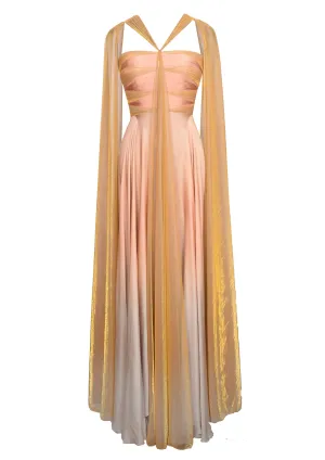 Open-Sleeved Satin Maxi Dress