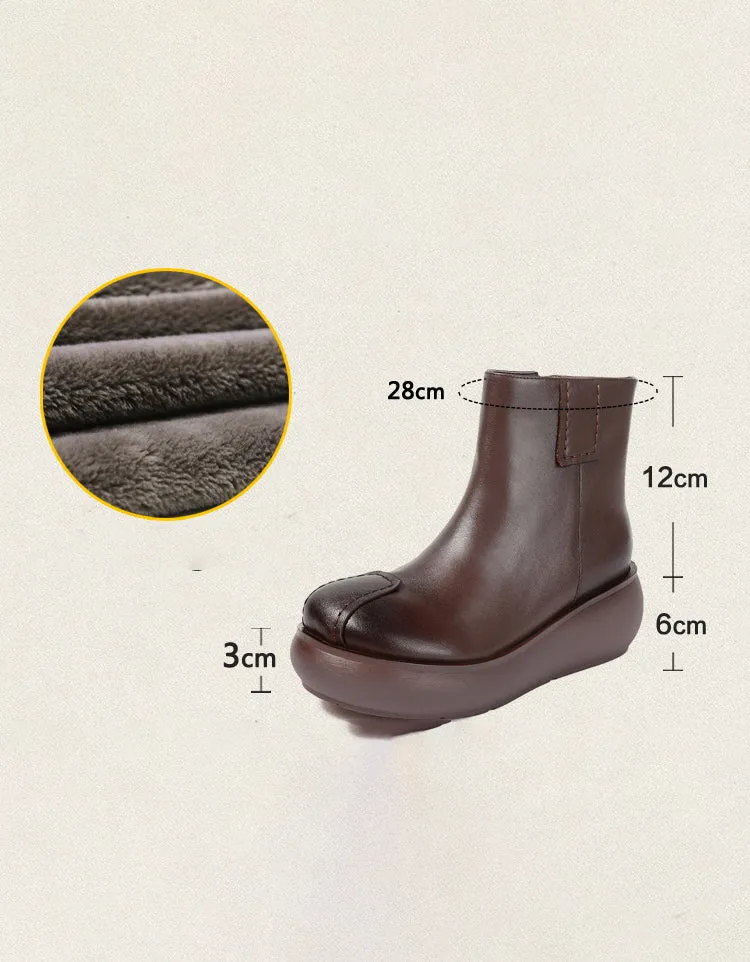 Round Head Handmade Retro Comfortable Wedge Boots