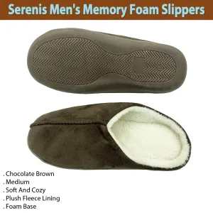 Serenis Men's Memory Foam Slippers, Brown- Medium (8-9)