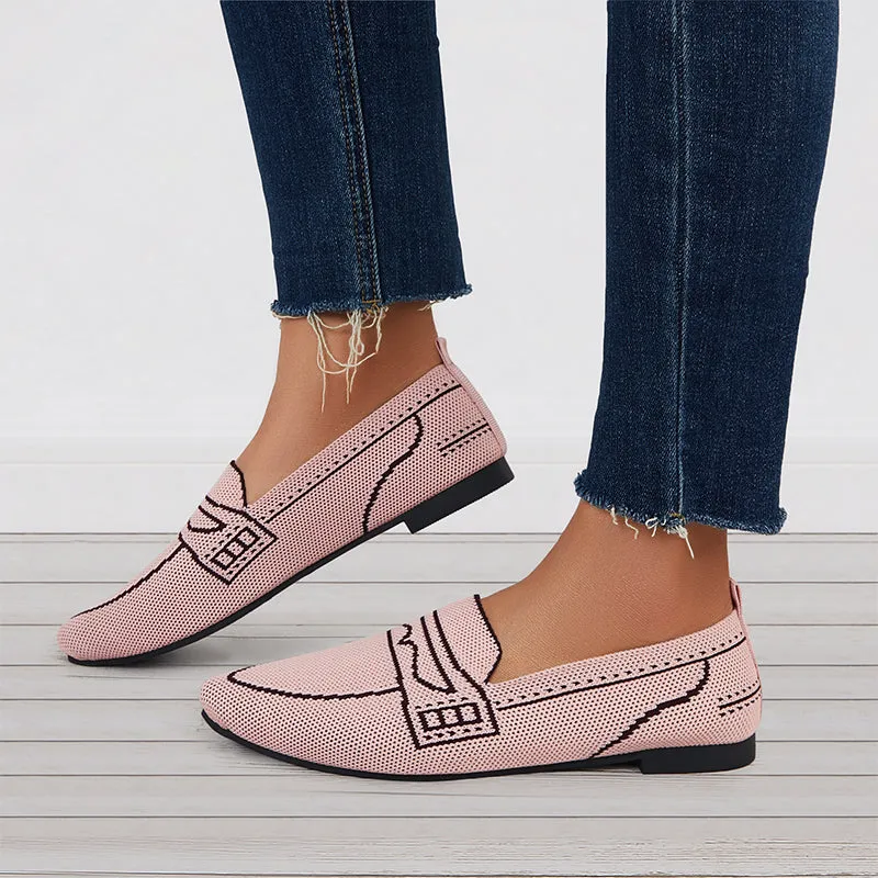 Sohiwoo Casual Pointed Toe Ballet Flats Knit Formal Walking Shoes