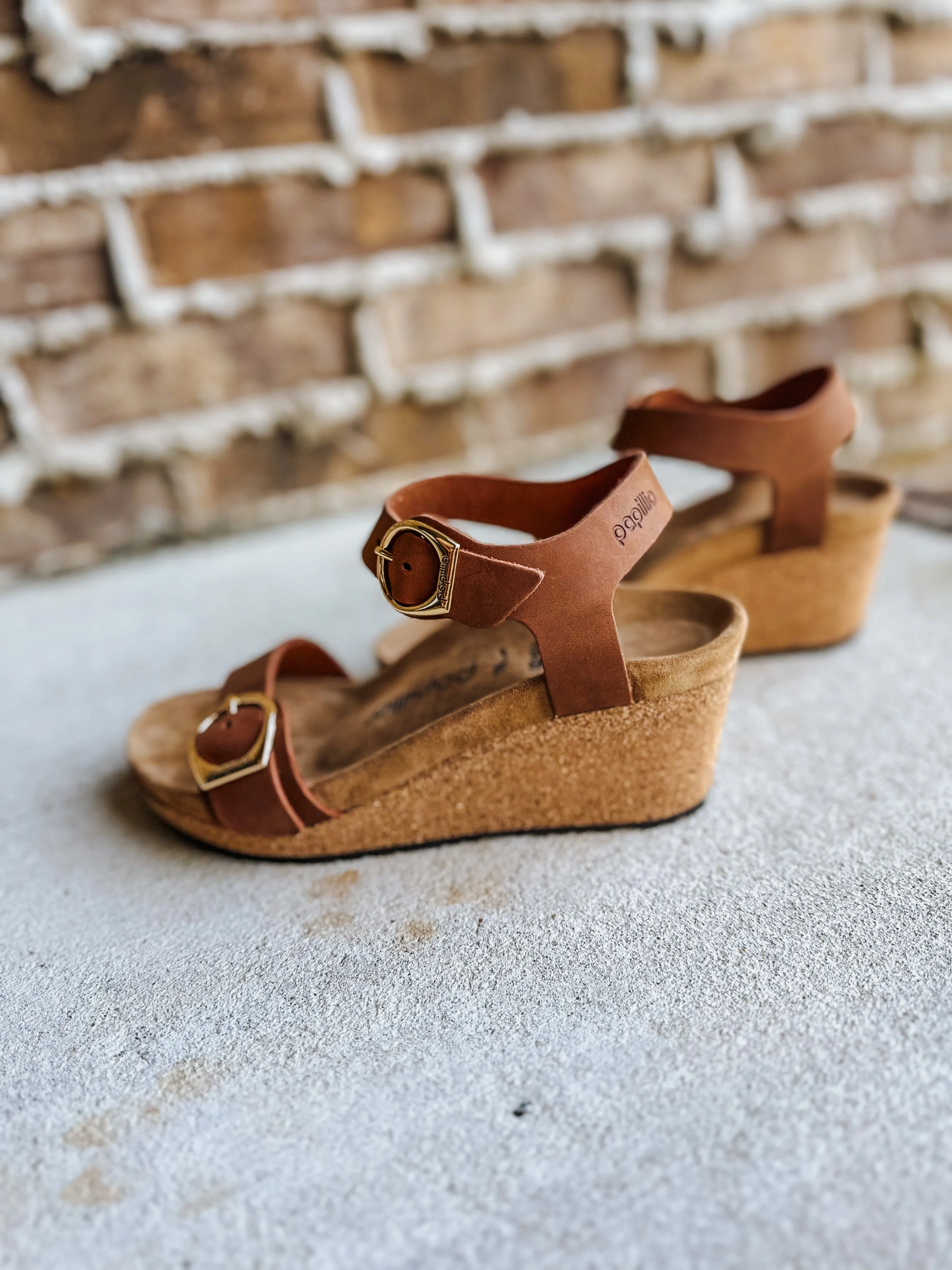 Soley Ring Buckle - Cognac Wedge Sandal by Birkenstock