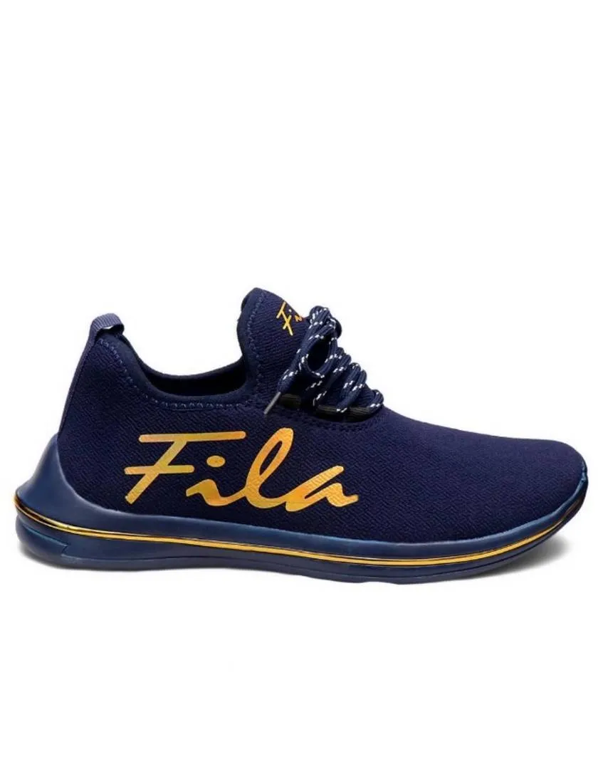 Stylish Mesh Navy Blue Printed Sports Shoes For Men