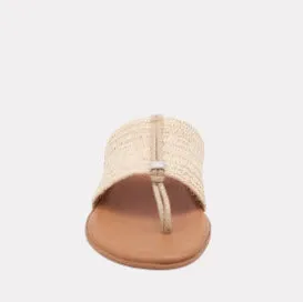 The Elastic Raffia Thong Sandal in Natural