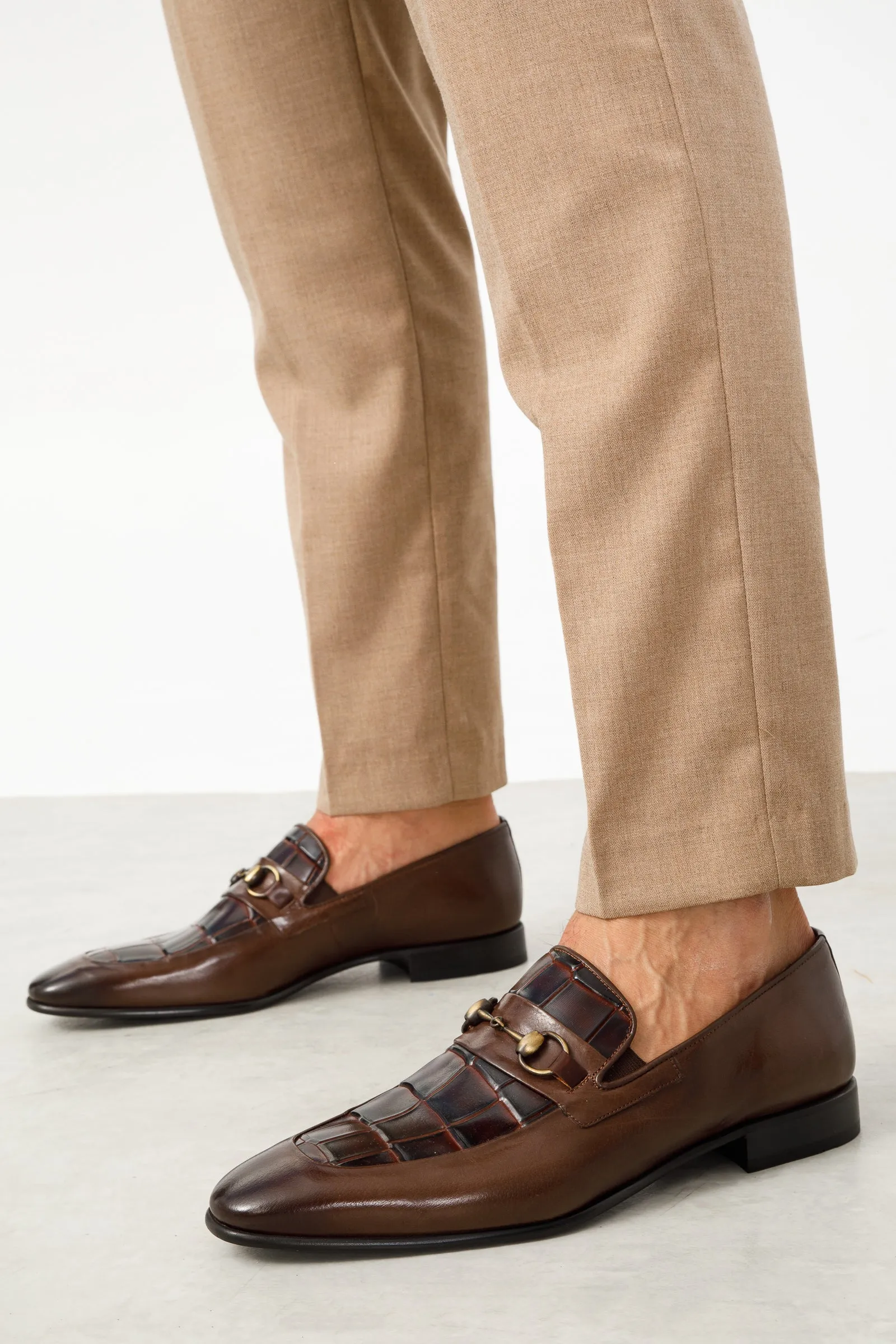 The Pusan Brown Leather Bit Loafer Men Shoe