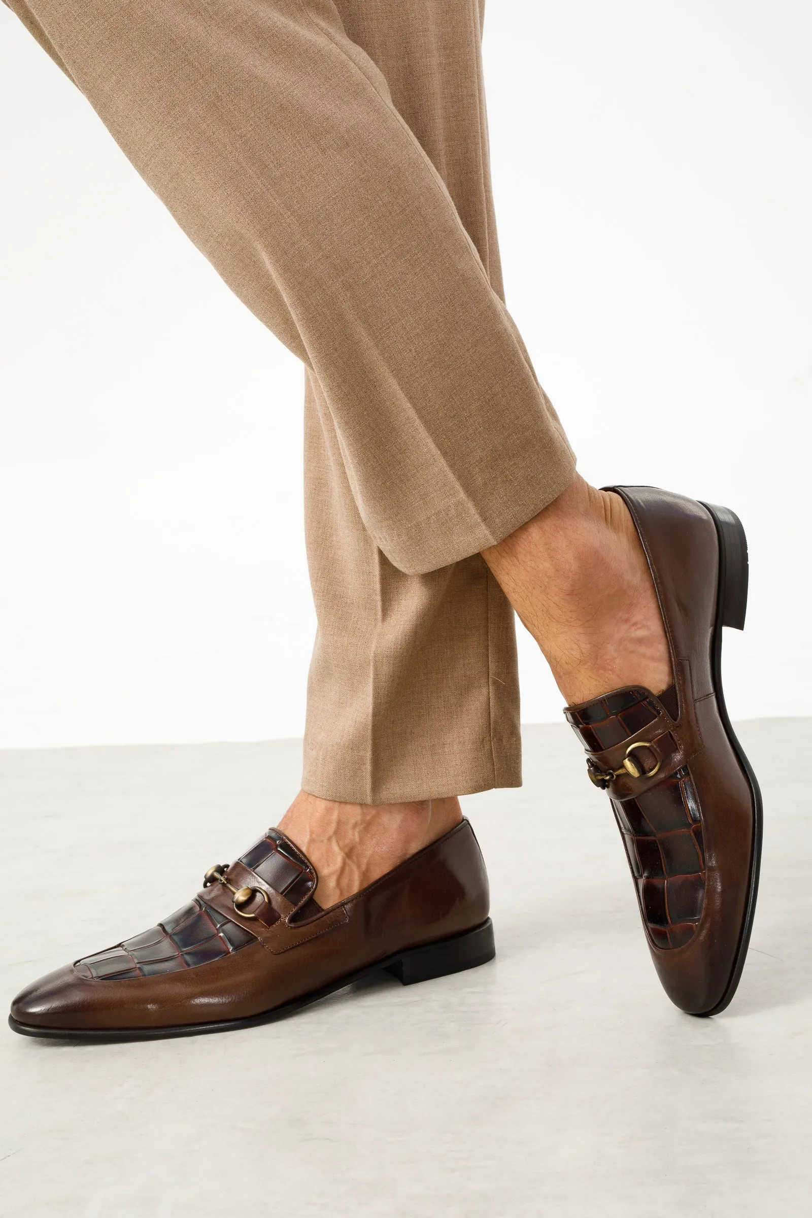 The Pusan Brown Leather Bit Loafer Men Shoe