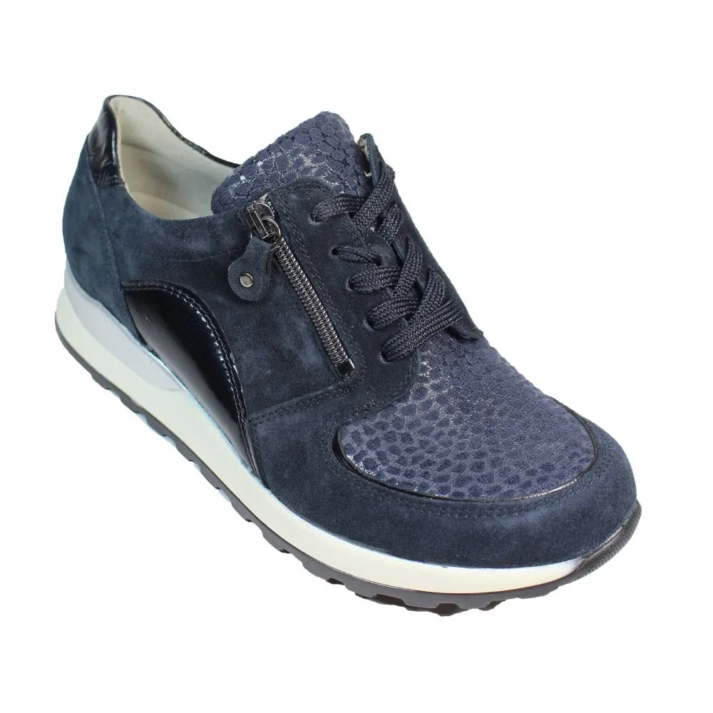 Waldlaufer Hiroko Soft Womens Wide Fit Trainer - Deep Blue