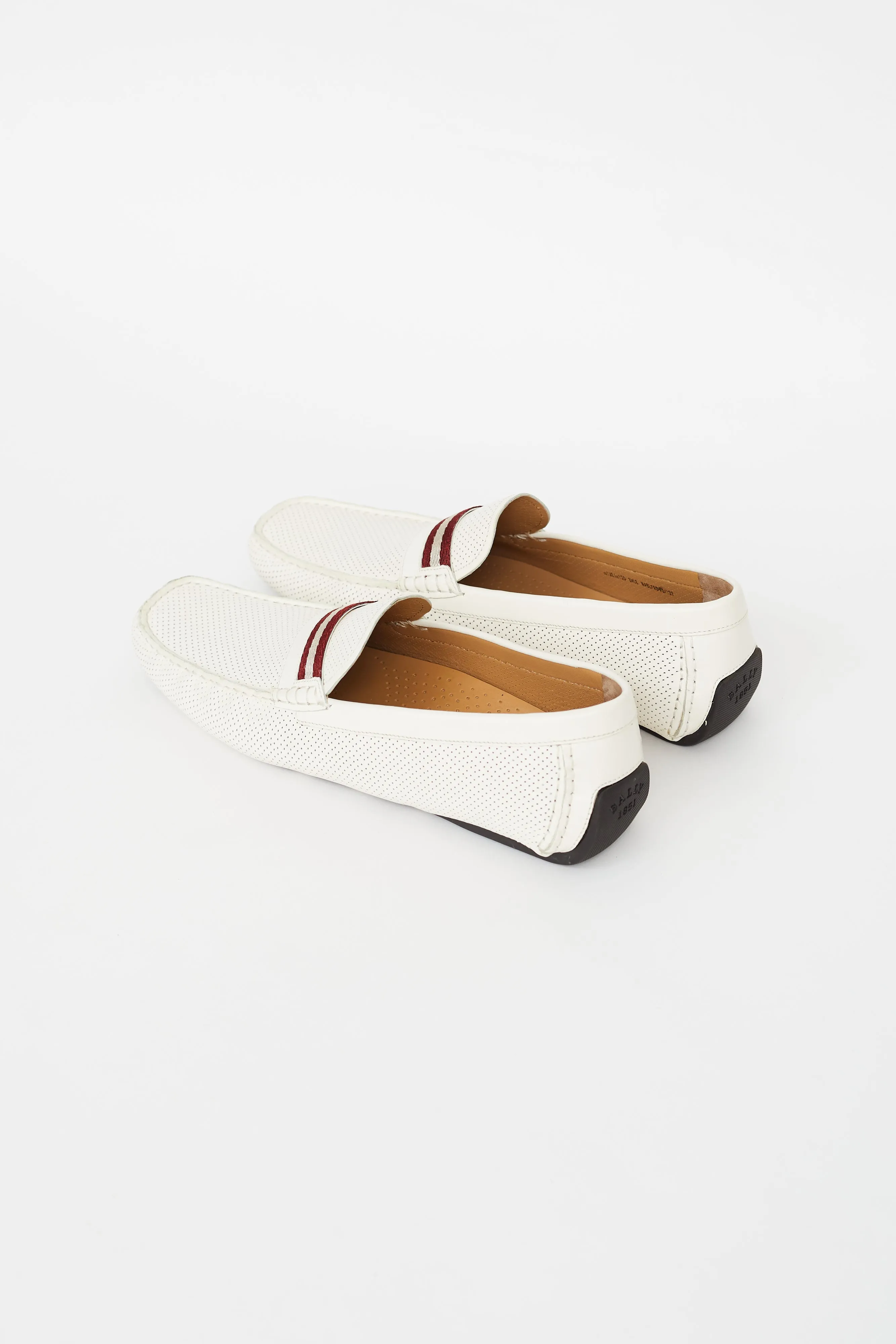 White & Red Perforated Loafer