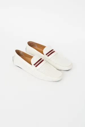 White & Red Perforated Loafer