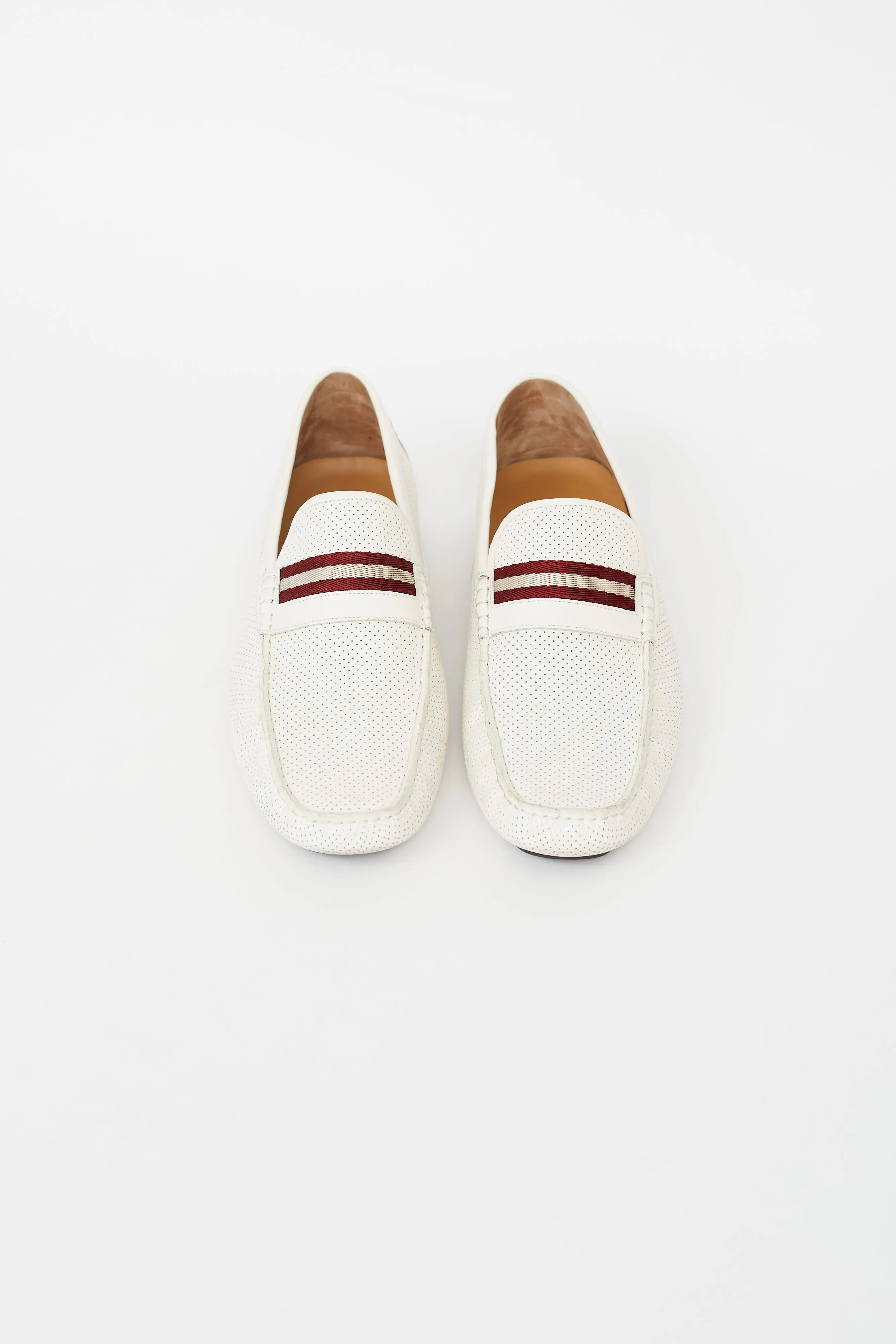 White & Red Perforated Loafer