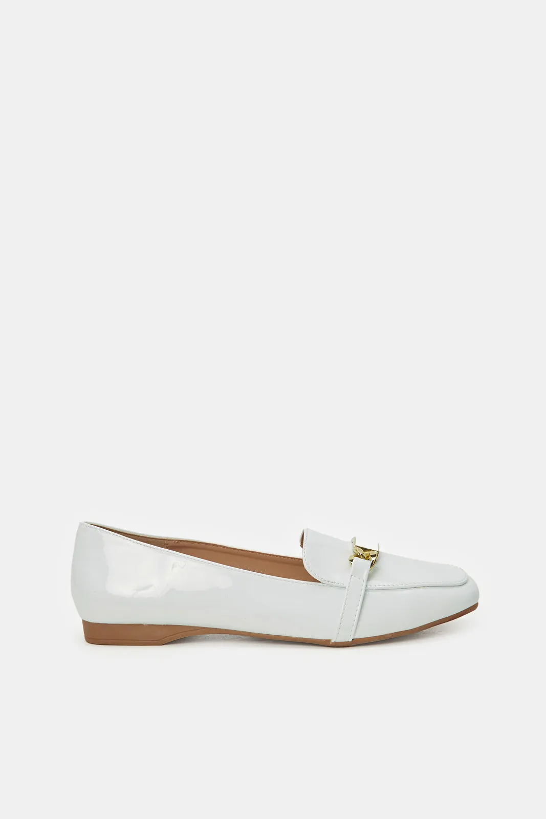 Women White Patent Loafers