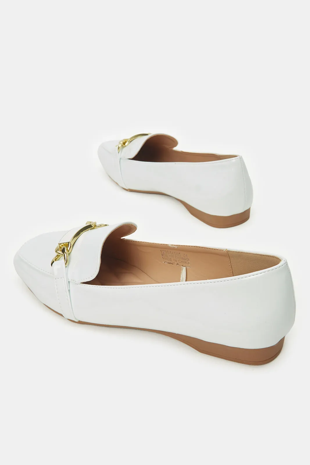 Women White Patent Loafers