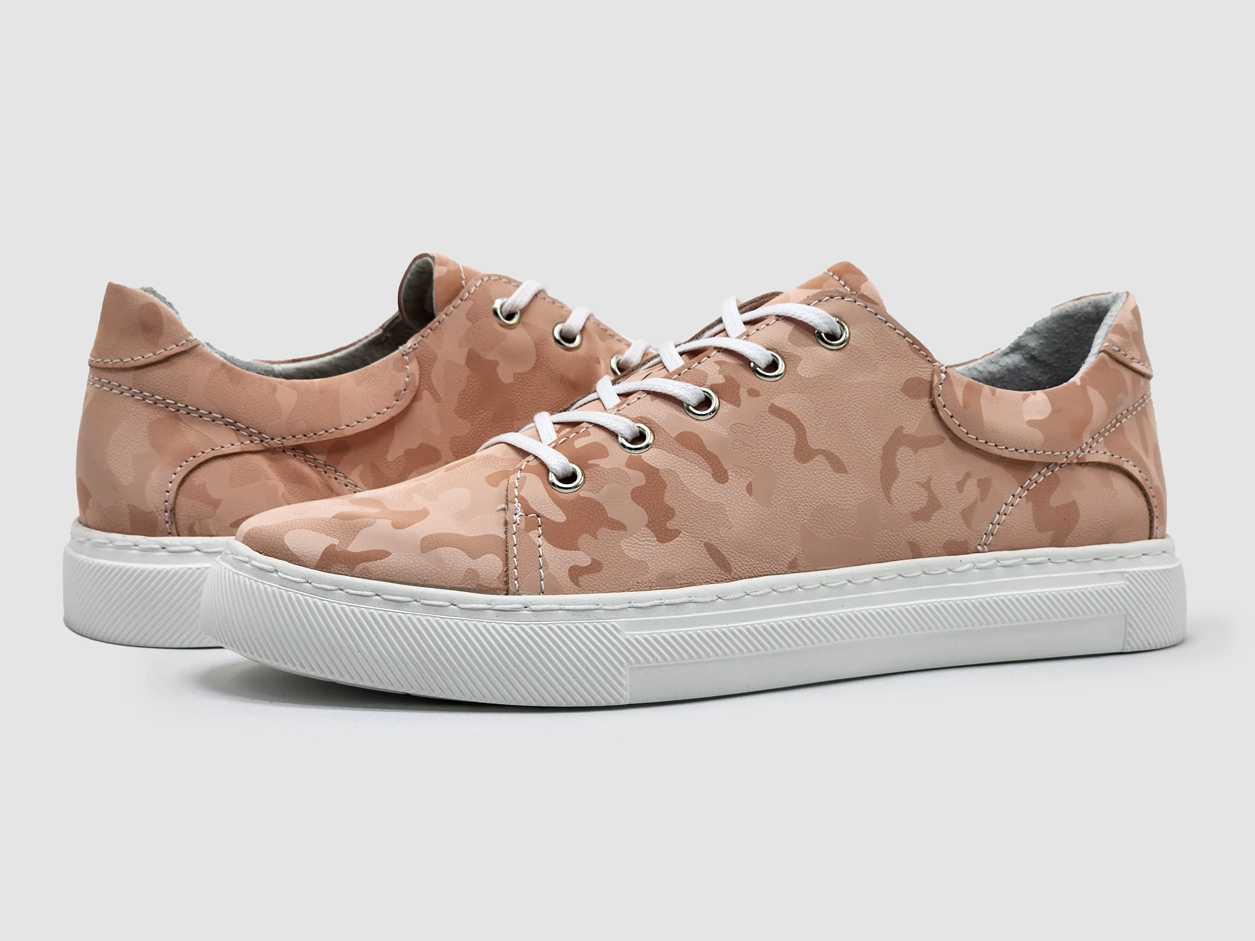 Women's Classic Camo Leather Sneakers - Pink