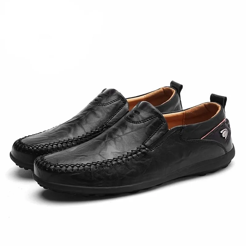 Yeknu Leather Men Shoes Luxury Trendy Casual Slip on Formal Loafers Men Moccasins Italian Black Male Driving Shoes Sneakers